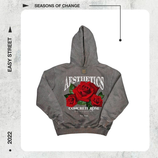 Premium Vintage Concrete Rose Pullover Hoodie